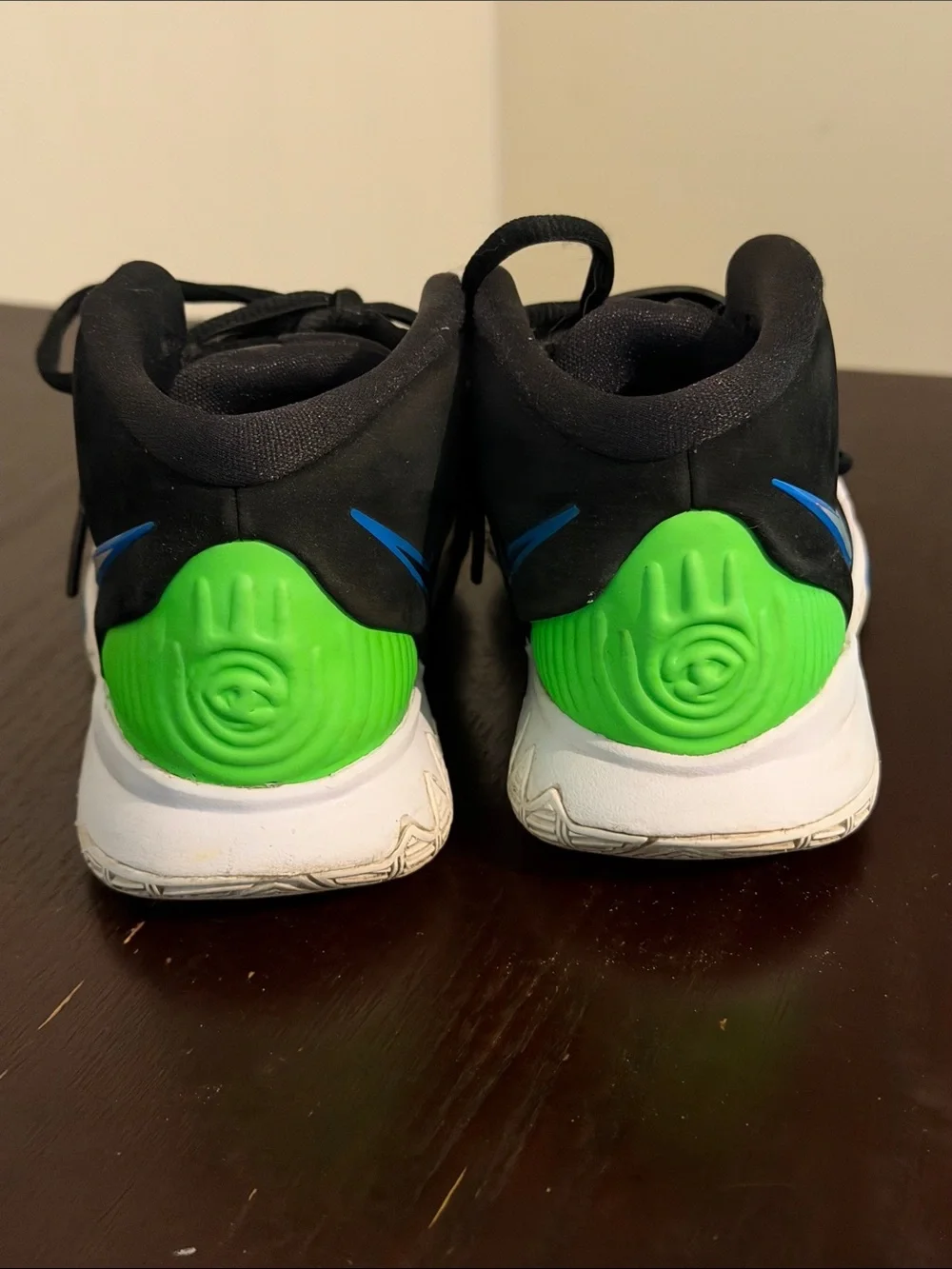 Nike Kids Kyrie Black High-Top Sneakers with Holographic Swoosh and Neon Heel